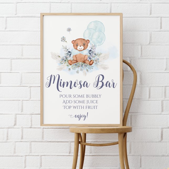 Elegant Trendig Blue Boy Nalle Mimosa Pub Poster (Skapare uppladdad)