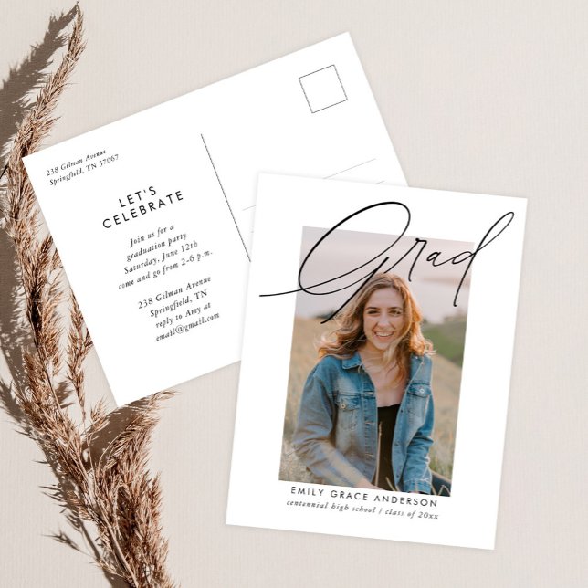 Elegant Trendig Calligraphy-skript Studenten Inbjudan Vykort (Skapare uppladdad)