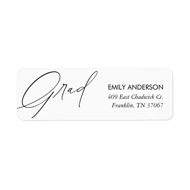 Elegant Trendig Calligraphy Studenten Adress Returadress Etikett (Framsidan)