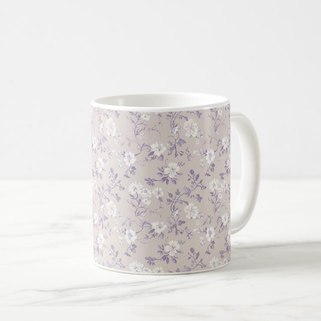 Elegant Trendig Chic Blommigten Rustig  Pastel Kaffemugg (Framsida höger)