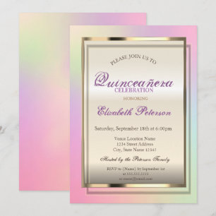 Elegant Trendig Cool Holografisk Quinceañera Inbjudningar