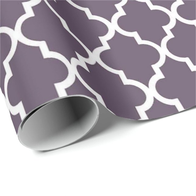 Elegant, trendig, elegant mörk lila quatrefoil presentpapper (Rullad Hörn)