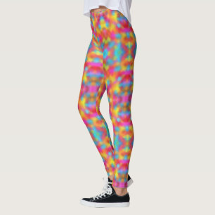Elegant Trendig Färgfläckig Rosa Röd blå Grönt Gul Leggings