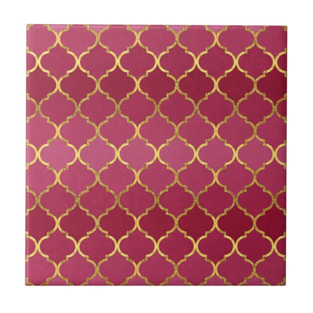 Elegant trendig faux faux glitter quatrefoil kakelplatta (Framsidan)