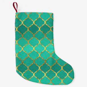 Elegant trendig faux faux glitter quatrefoil liten julstrumpa