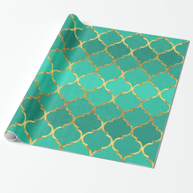 Elegant trendig faux faux glitter quatrefoil presentpapper (Utrullad)