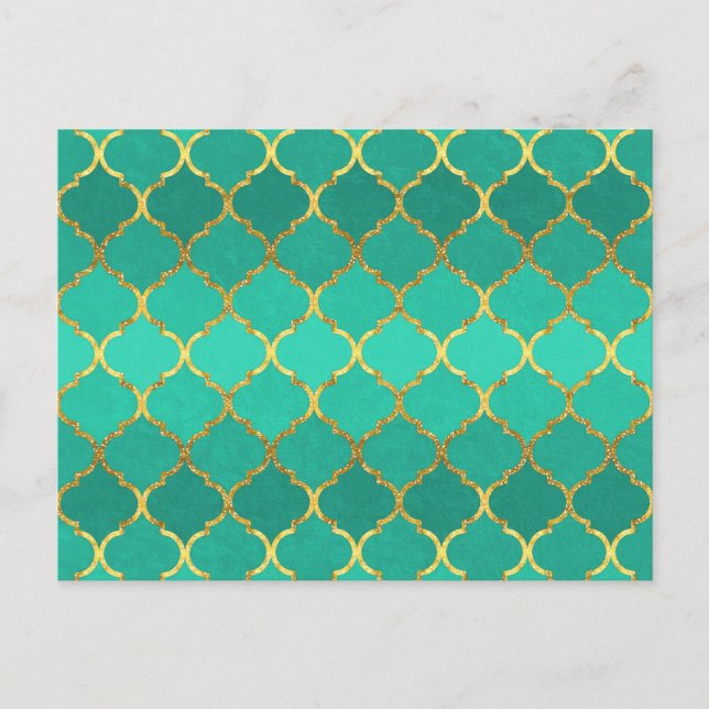 Elegant trendig faux faux glitter quatrefoil vykort (Framsida)