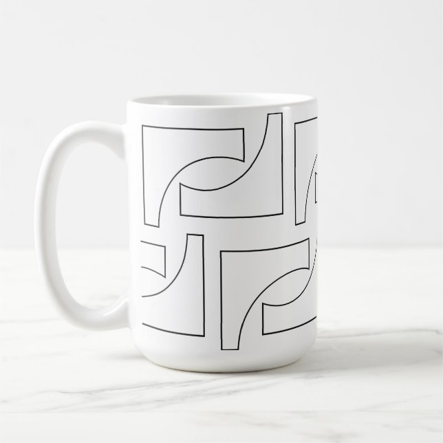 Elegant Trendig Geometrisk Svart och Vit Kaffemugg (Vänster)