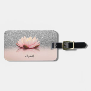Elegant Trendig Girly, Lotus Silver Glitter Bokeh Bagagebricka