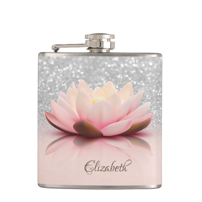 Elegant Trendig Girly, Lotus Silver Glitter Bokeh Fickplunta (Framsidan)