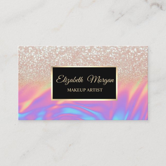 Elegant Trendig Glitter Ombre HoloGraph Ram Visitkort (Framsida)