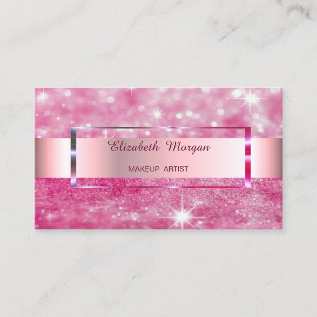 Elegant Trendig Glitterrand Stripig Ram Visitkort (Framsida)