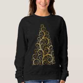 Elegant Trendig Golden Julgran Sweatshirt T Shirt