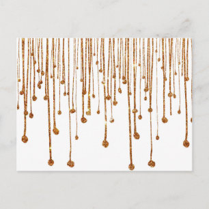 Elegant trendig guld faux glitter vatten droppar i vykort