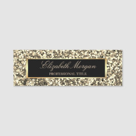 Elegant Trendig Guld Glitter, Ram Namnbricka