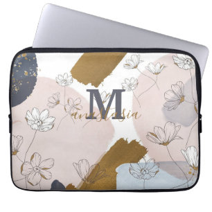 Elegant Trendig Guld Rosa Lilac Monogram Laptop Fodral