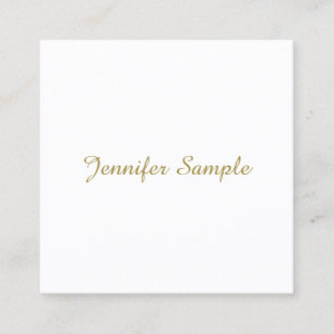 Elegant Trendig Guld Se Calligraphy Plain Modern Fyrkantigt Visitkort