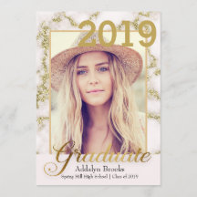 Elegant Trendig Guld White Marble Photo Studenten