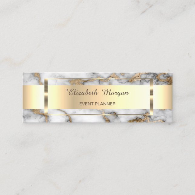 Elegant Trendig Guldrandig Ram, Vit Marmor Mini Visitkort (Framsida)
