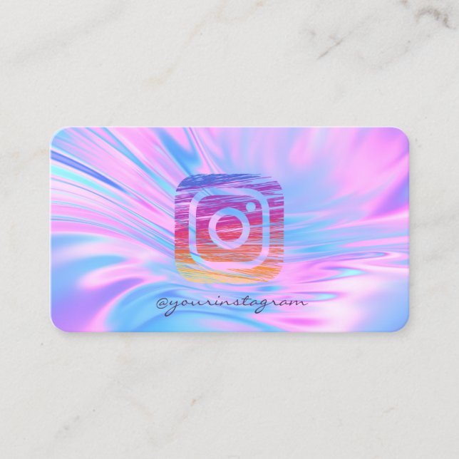 Elegant Trendig HoloGraph Instagram Social Media Visitkort (Framsida)