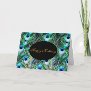 Elegant Trendig Jul Helgdagar Bröllop Peacock Helgkort