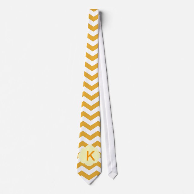Elegant, trendig, klassisk gul chevron-monogram slips (Framsida)