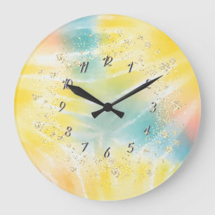Elegant Trendig Konfetti Gult Tie Dye Stor Klocka