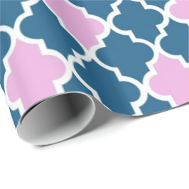 Elegant, trendig marinblått, rosa quatrefoil presentpapper