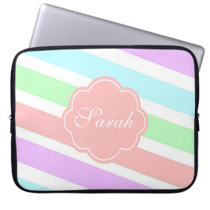 Elegant, trendig mjuk pastel färg, monogram laptop sleeve