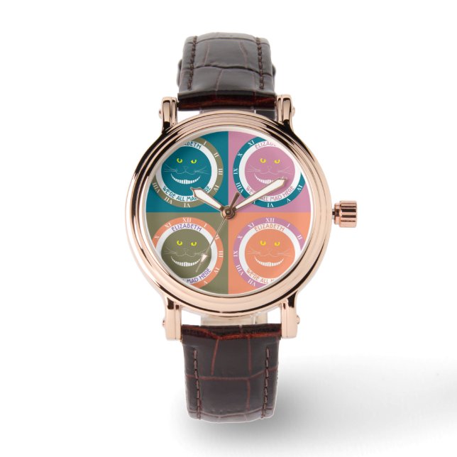 Elegant Trendig Pastel Färg Cheshire Smiling Cat Armbandsur (Framsida)