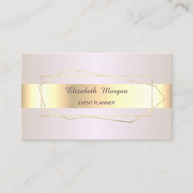 Elegant Trendig Professionell Guld Geometrisk Ram Visitkort (Framsida)