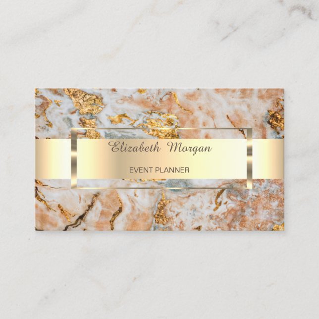 Elegant Trendig Professionell Guldrandig Marmor Visitkort (Framsida)