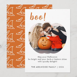 Elegant trendig Pumpa Formad Foto Halloween Julkort