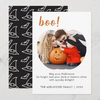 Elegant trendig Pumpa Formad Foto Halloween Julkort