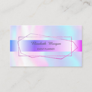 Elegant Trendig Randig Geometrisk Ram Holografisk Visitkort