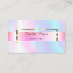 Elegant Trendig Randig Guld Ram Holografisk Visitkort