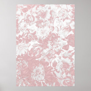 Elegant trendig rosa korall, vit blommigt snöre poster