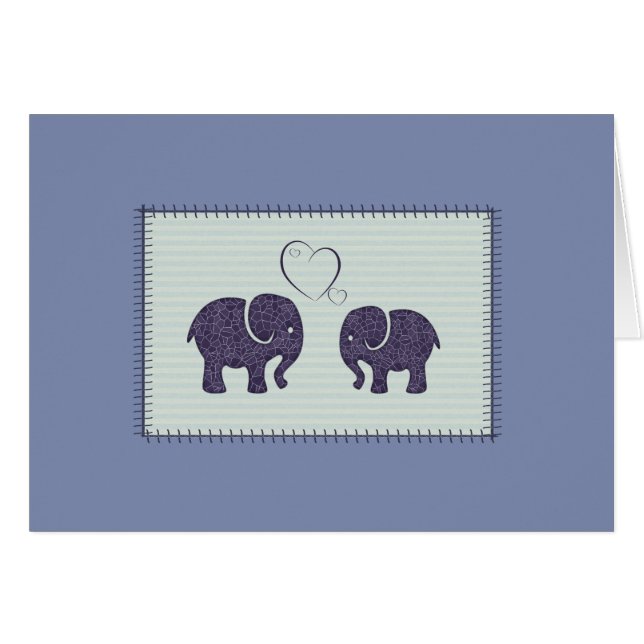Elegant trendig söta elefanter i kärlek hälsningskort (Framsidan Horizontal)