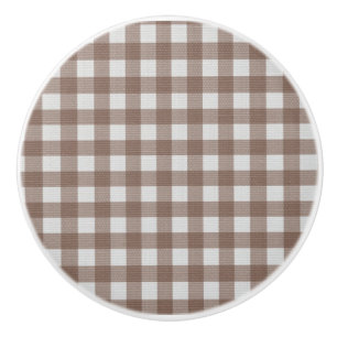 Elegant trendig Trätande tartan pläderat brun och  Knopp
