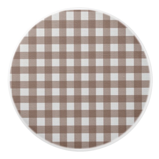 Elegant trendig Trätande tartan pläderat brun och  Knopp (Framsidan)