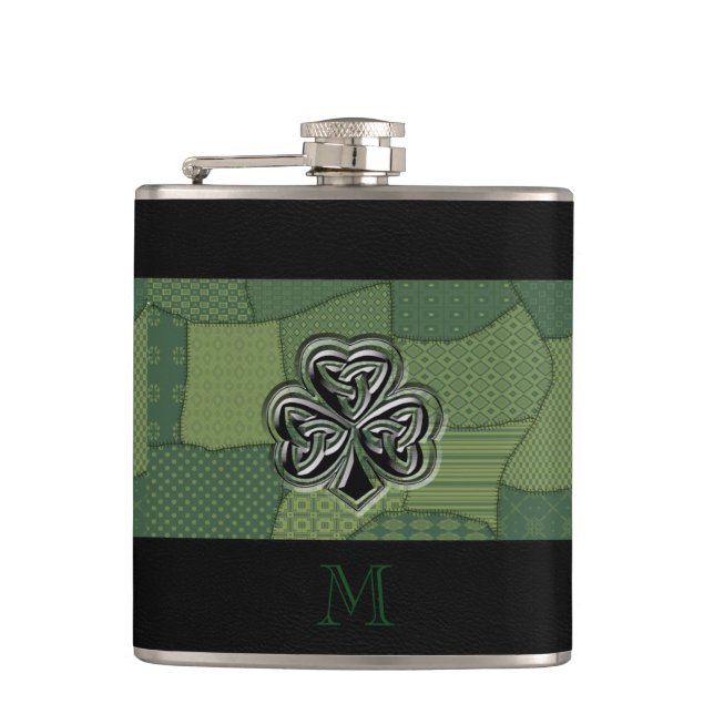 Elegant trendig tur iriska schamplappverk fickplunta (Framsidan)