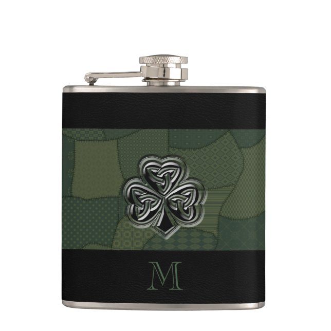 Elegant trendig tur iriska schamplappverk fickplunta (Framsidan)