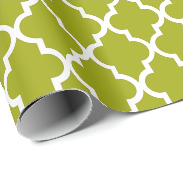 Elegant, trendig, uppfriskande limegrön fyrklöver presentpapper (Rullad Hörn)