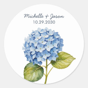Elegant Trendig Vattenfärg Hydrangea Blommig Bröll Runt Klistermärke