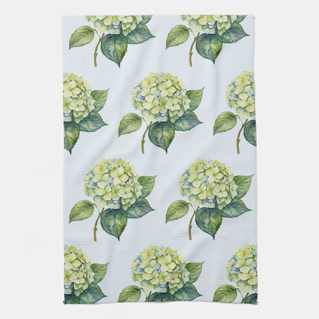 Elegant Trendig Vattenfärg Hydrangea Blommig  Kökshandduk (Vertikal)
