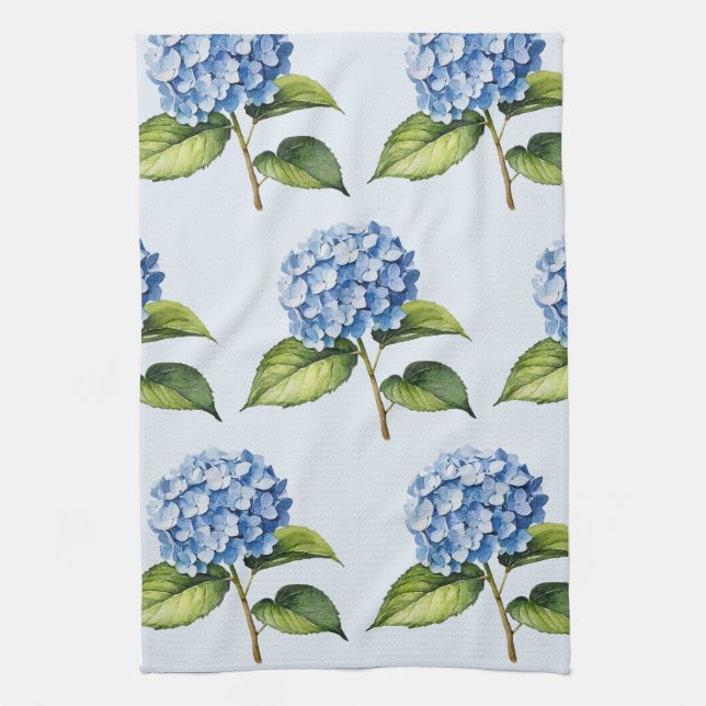 Elegant Trendig Vattenfärg Hydrangea Blommig  Kökshandduk (Vertikal)