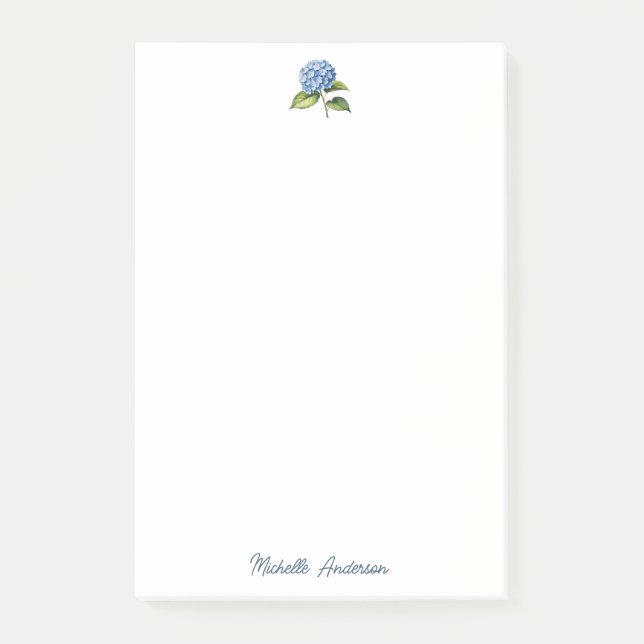 Elegant Trendy Watercolor Hydrangea Floral Post-it Block (Framsida)