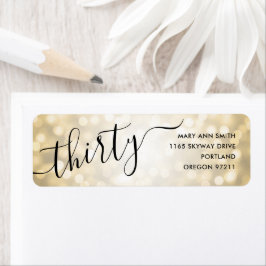 Elegant Trettio Guld Glitter Ljus 30års födelsedag Returadress Etikett