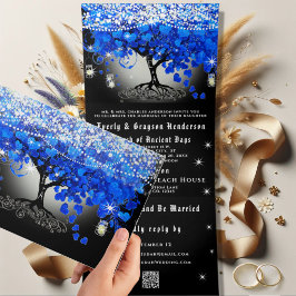 Elegant Tri-Fold Hjärtblad Bröllop Inklusive RSVP
