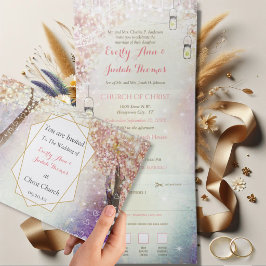 Elegant Tri-Fold Hjärtformad Bröllopsinbjudan Inkl